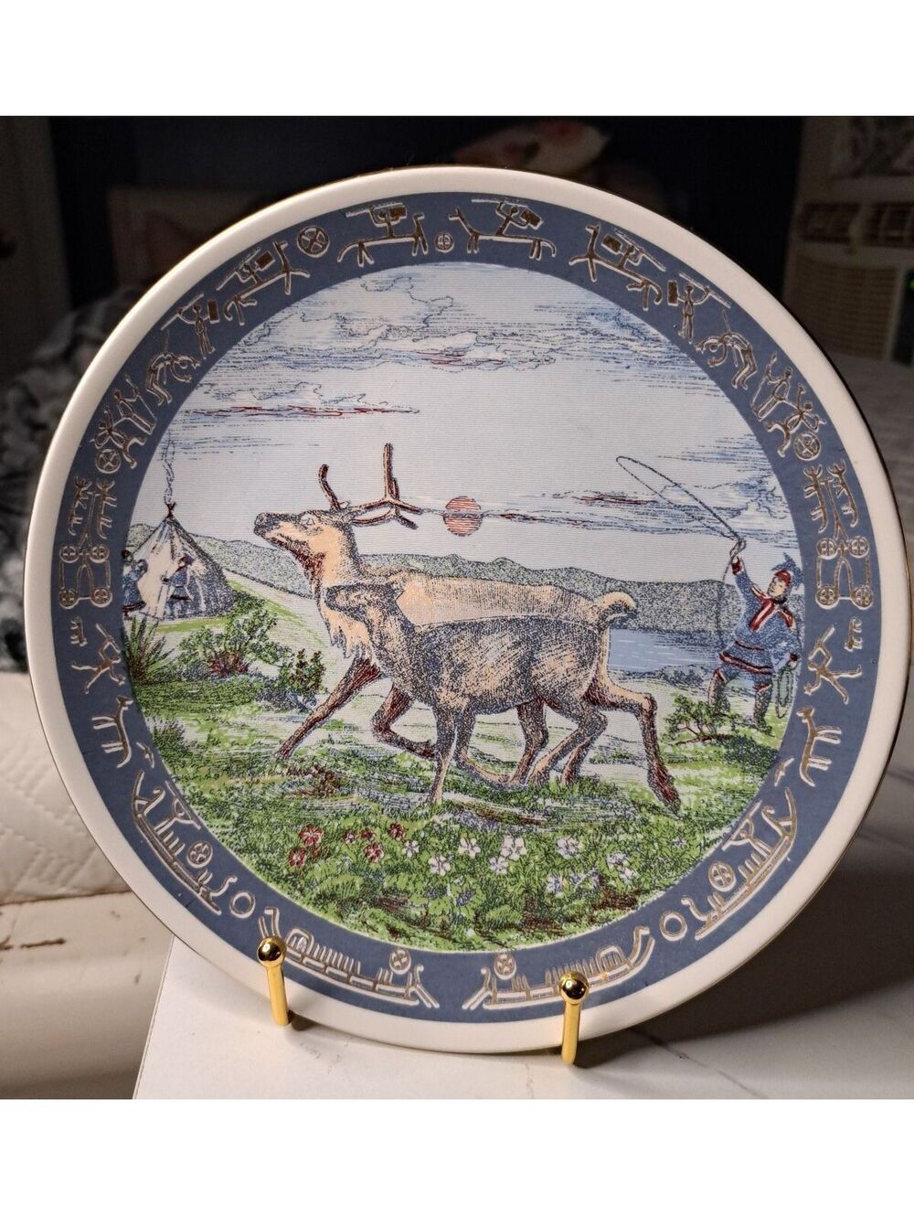 Vintage Stavangerflint of Norway Sami "Norge Pa Langs" Collector's Wall Plate